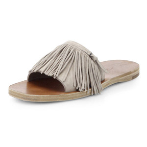 A font fringed leather sandals