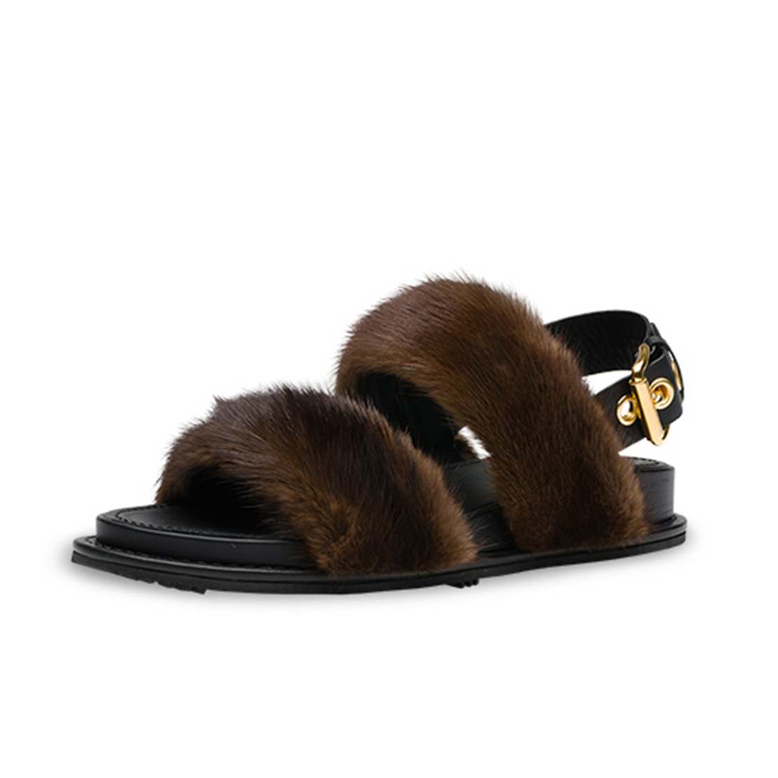 Luxury fashion fur strap buckle women sandals YB2100