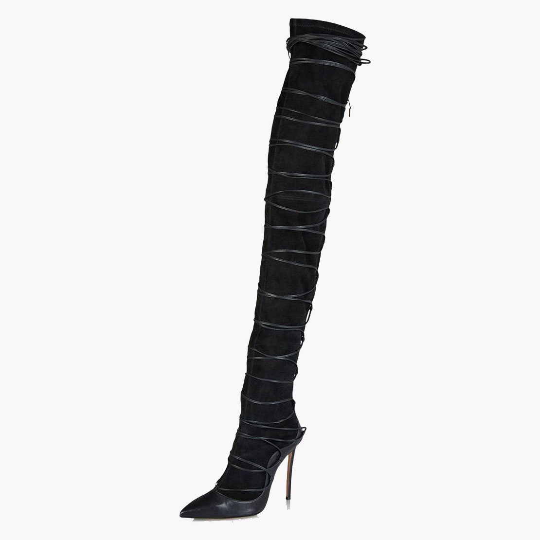 Lace up strap design over knee women boots shoes YB3038