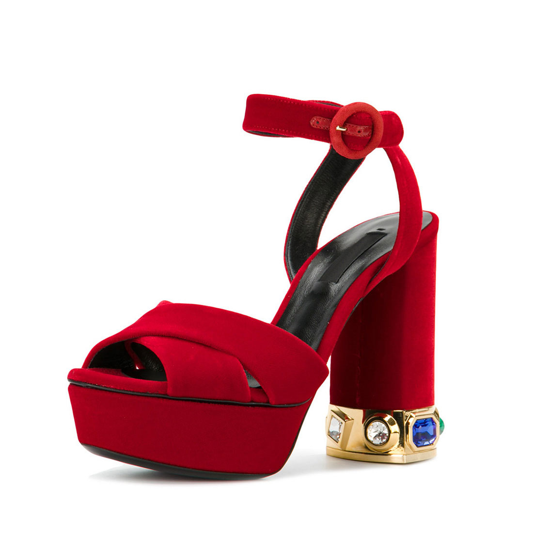 Red leather with diamante platform high heel women sandals shoes YB3058