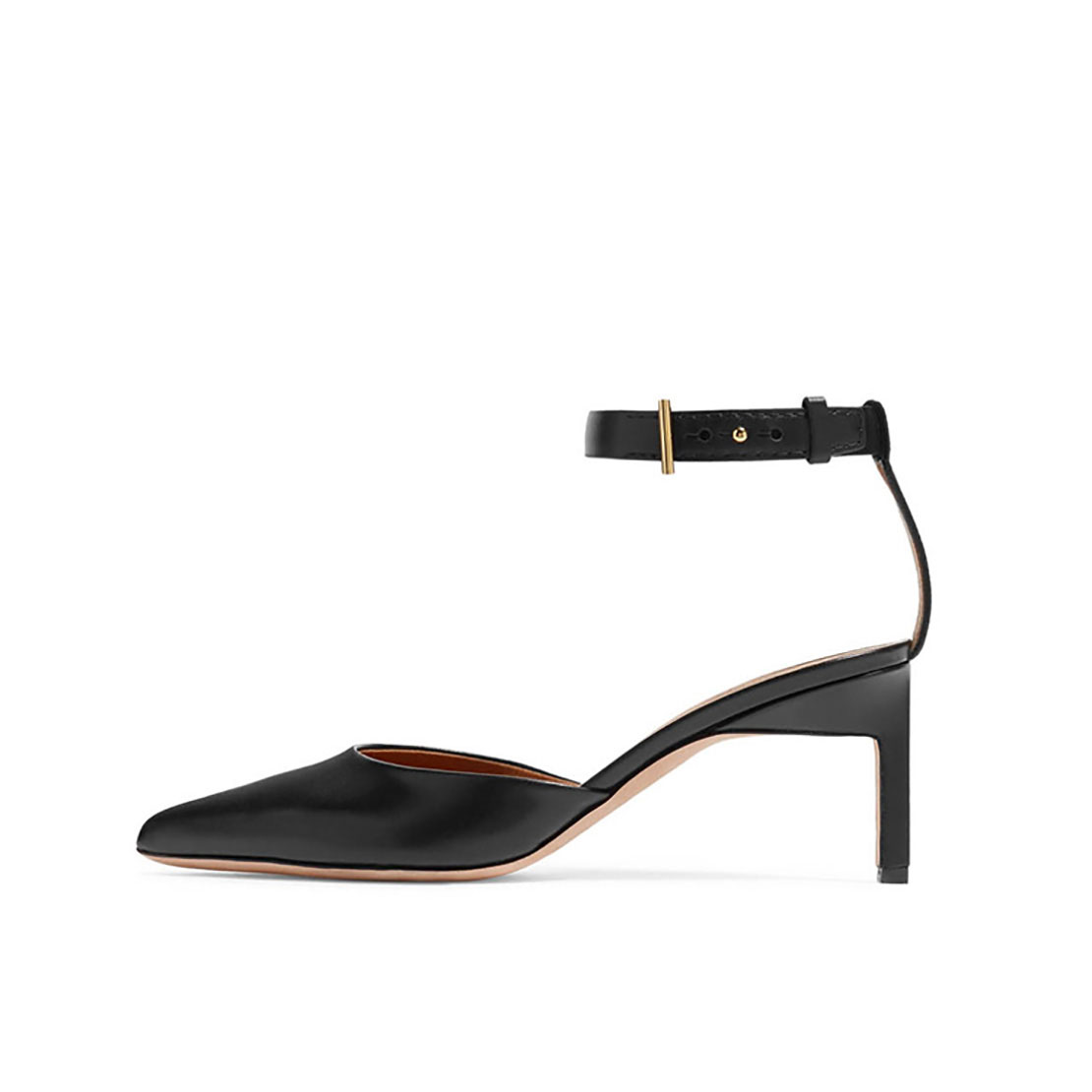Genuine leather black thin heels point toe fashion strap ladies sandal YB1005