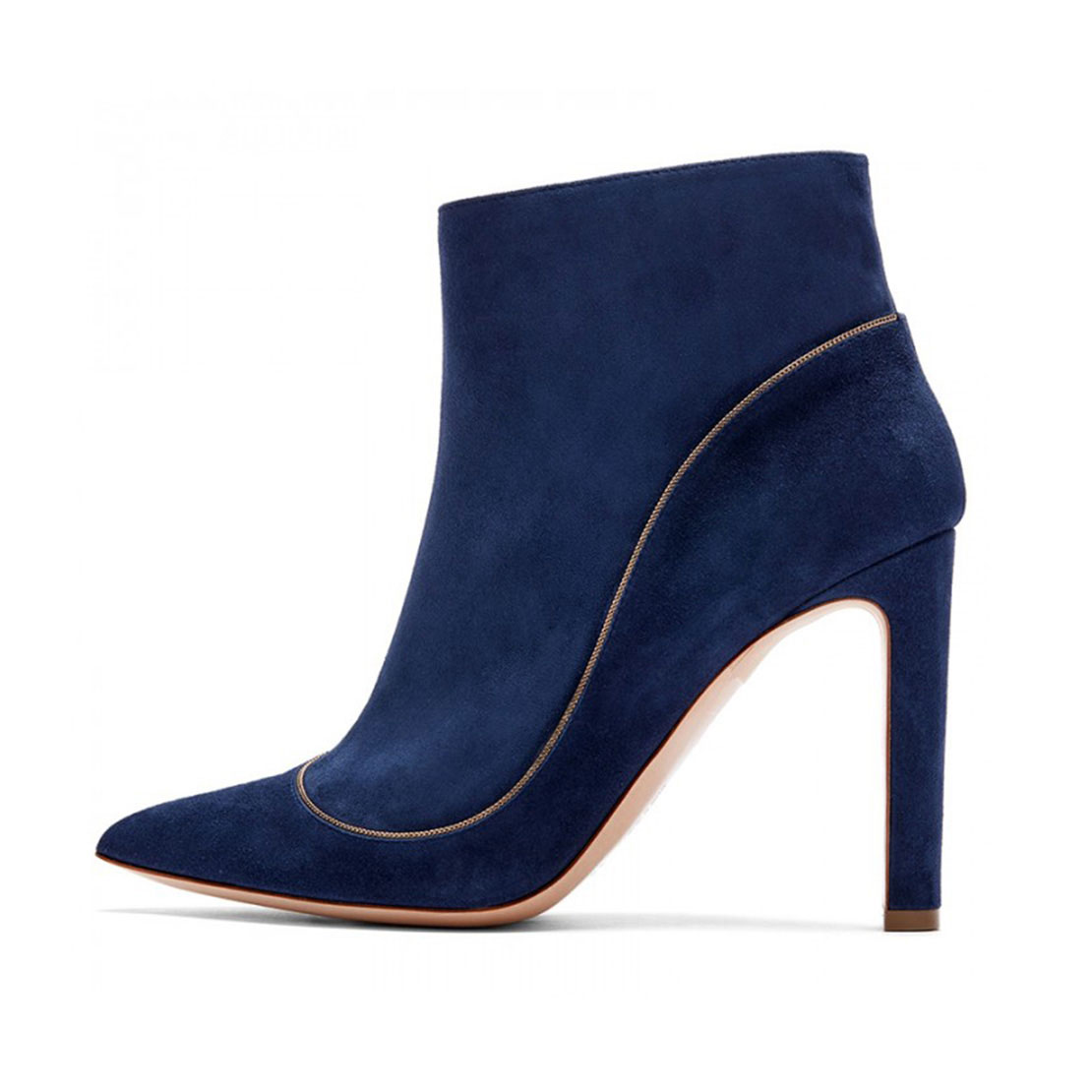 Suede leather blue thin high heels fashion winter metallic ladies boots YB3099