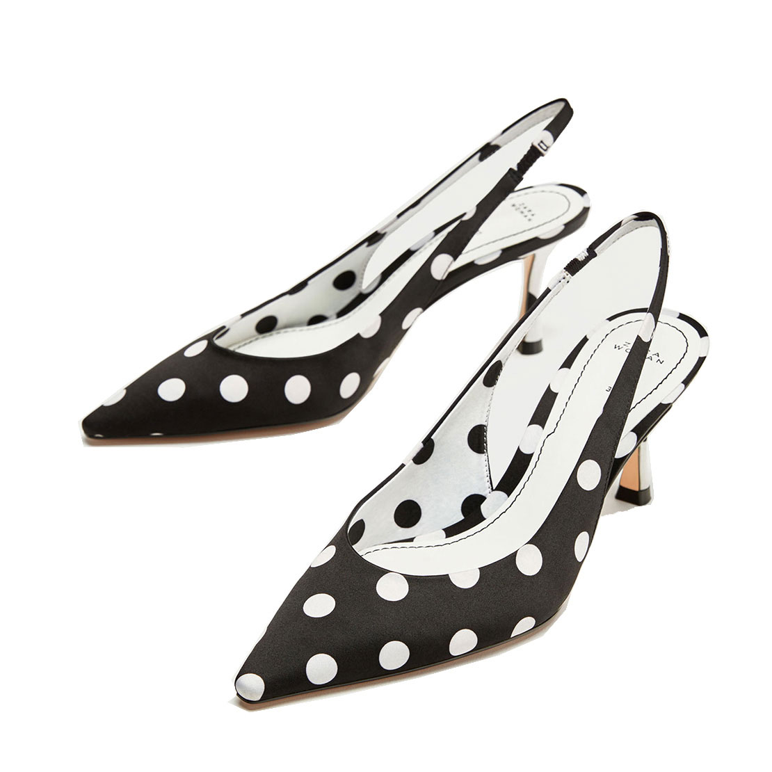 Satin black with white thin heel dress polka dots ladies summer sandals YB4007