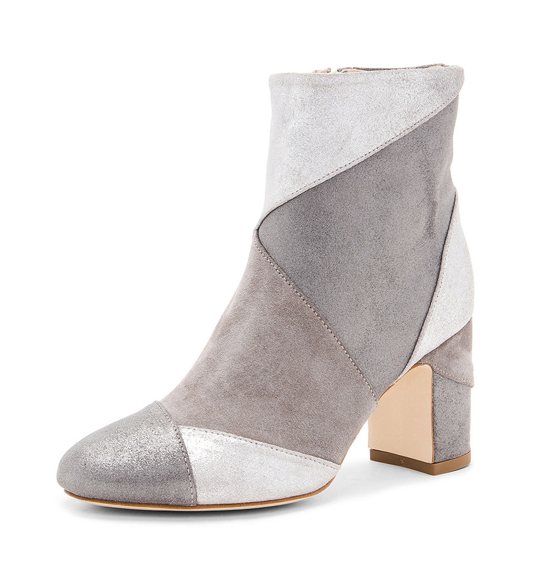 Suede leather white and light brown heels two color ladies leather boots YB4009