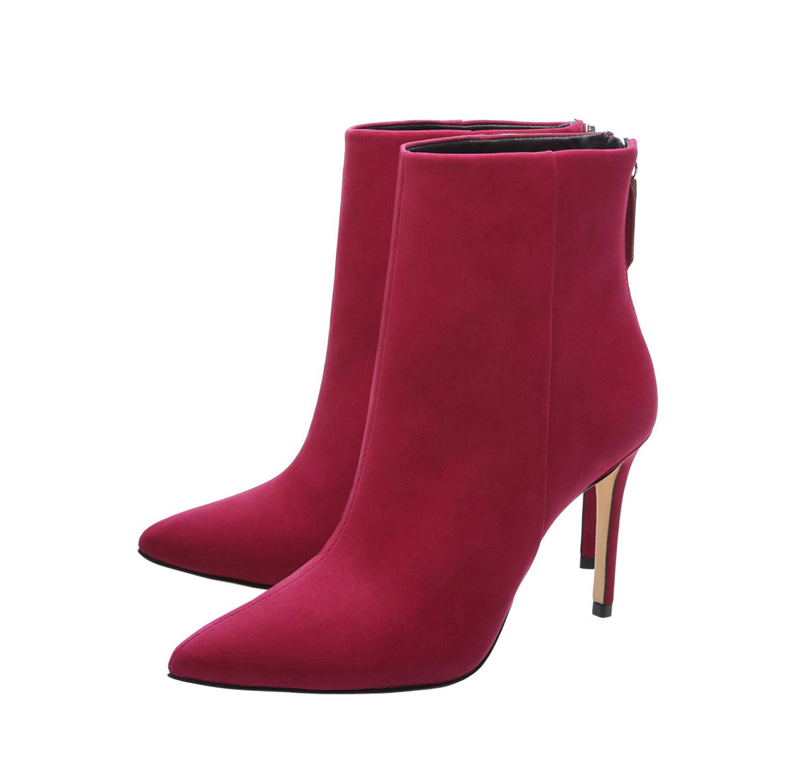 Factory real suede leather fuchsia red heel winter ladies boot shoe YB4012