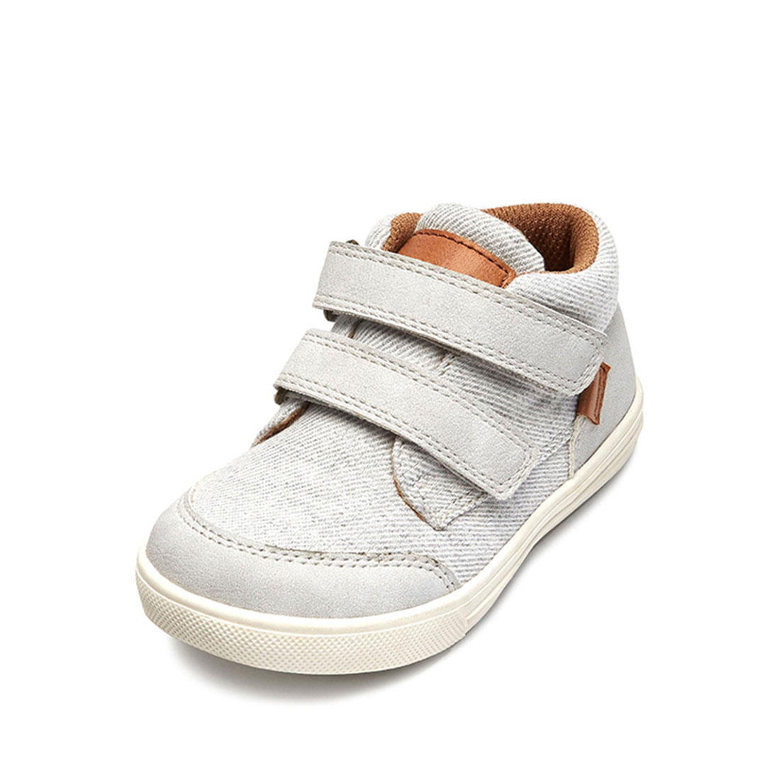 Suede leather and fabric upper gray flat round toe casual best shoes for boys