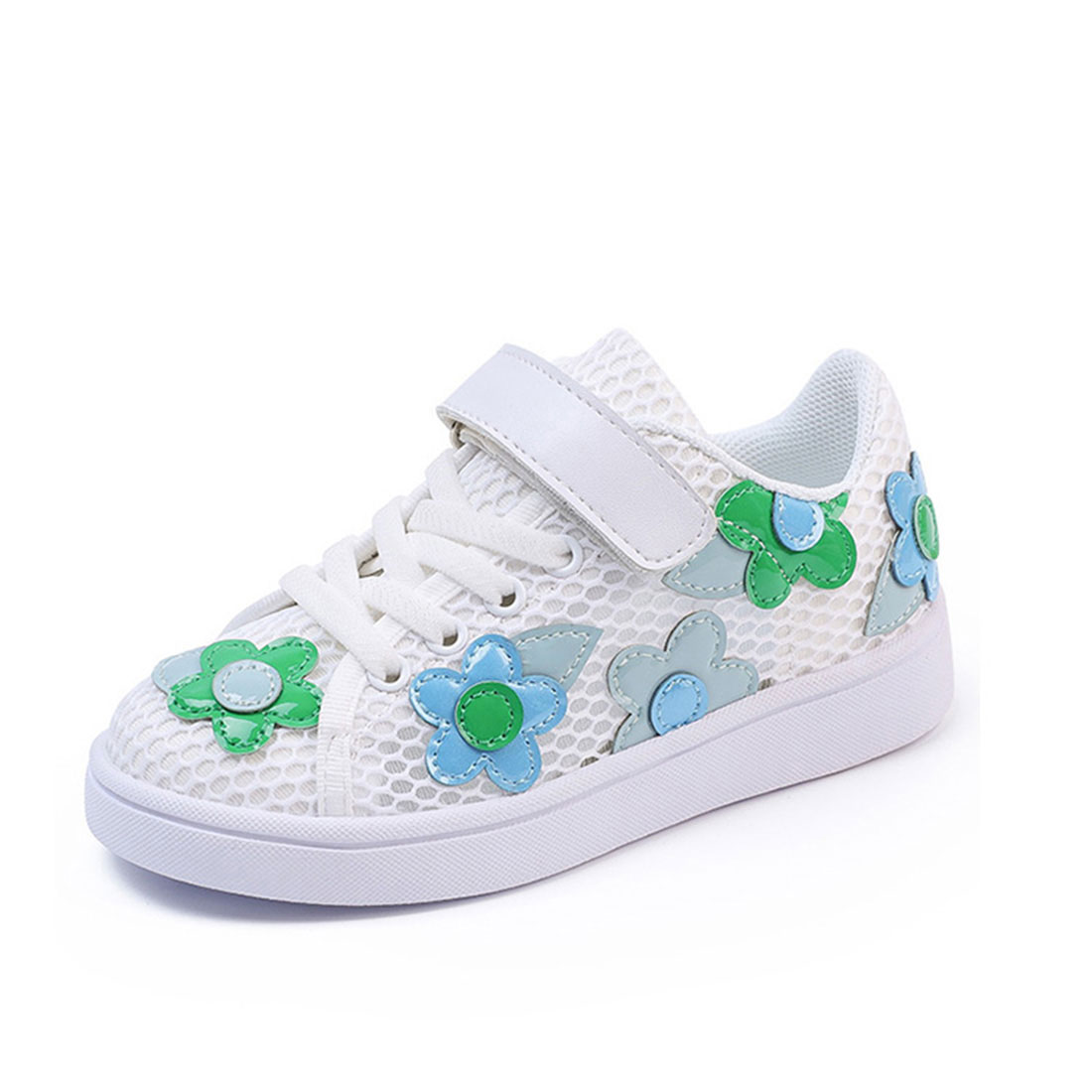 Breathable mesh white casual summer walking little flower kid sneakers shoes