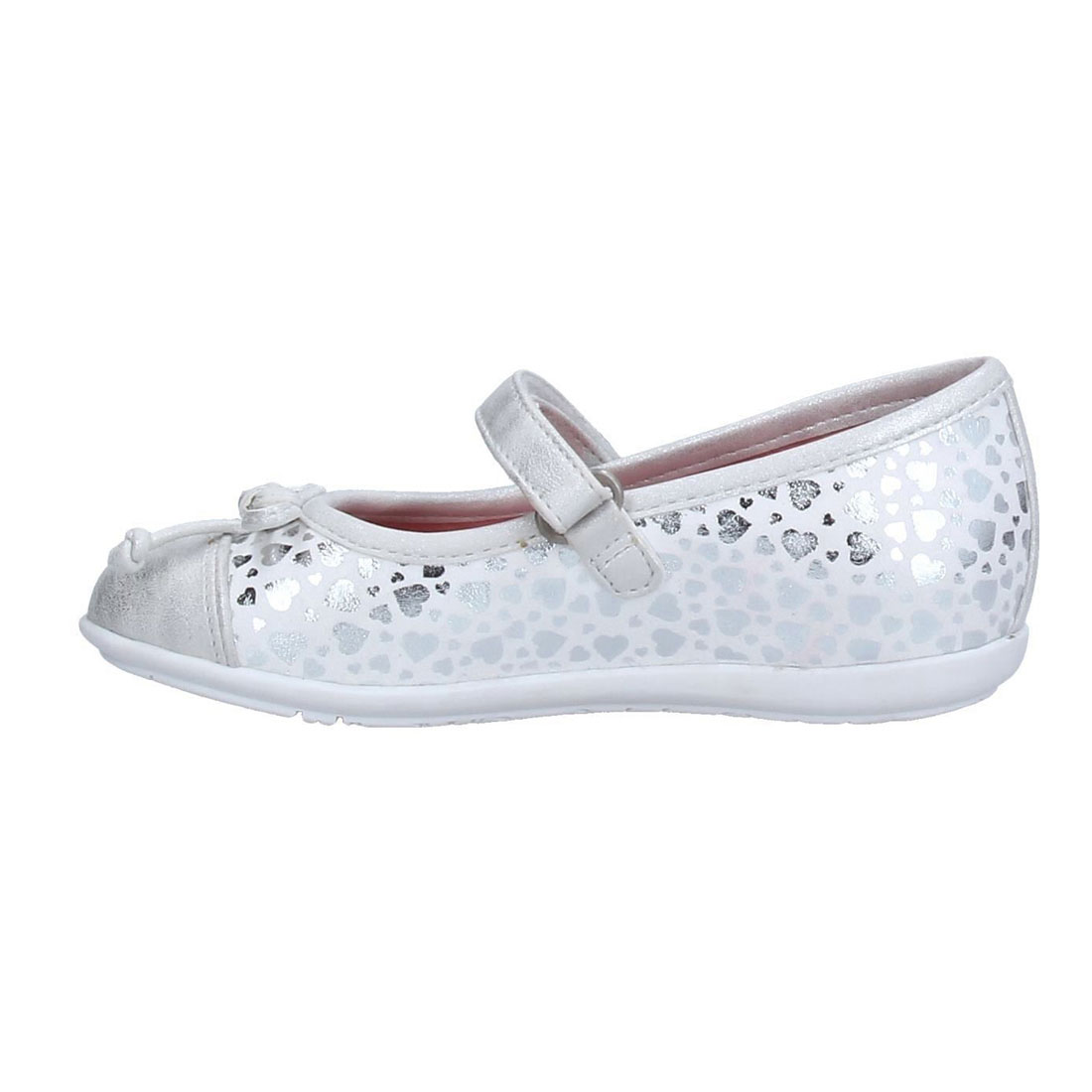 Silver glitter upper with bow girl dress shoes flat shoesYH0009