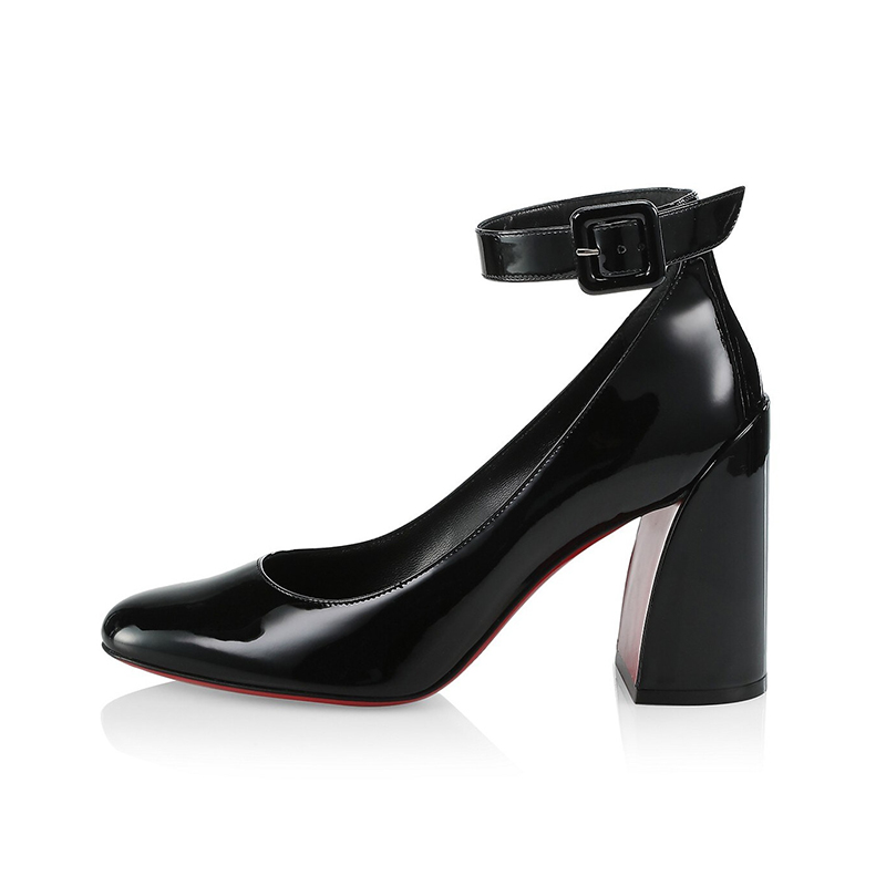 2022 New trend classic wholesale custom logo round toe chunky high heels putent