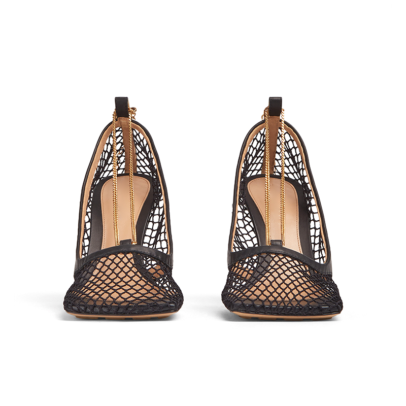 Casual wholesale custom logo thin high heels square toe mesh upper women pumps