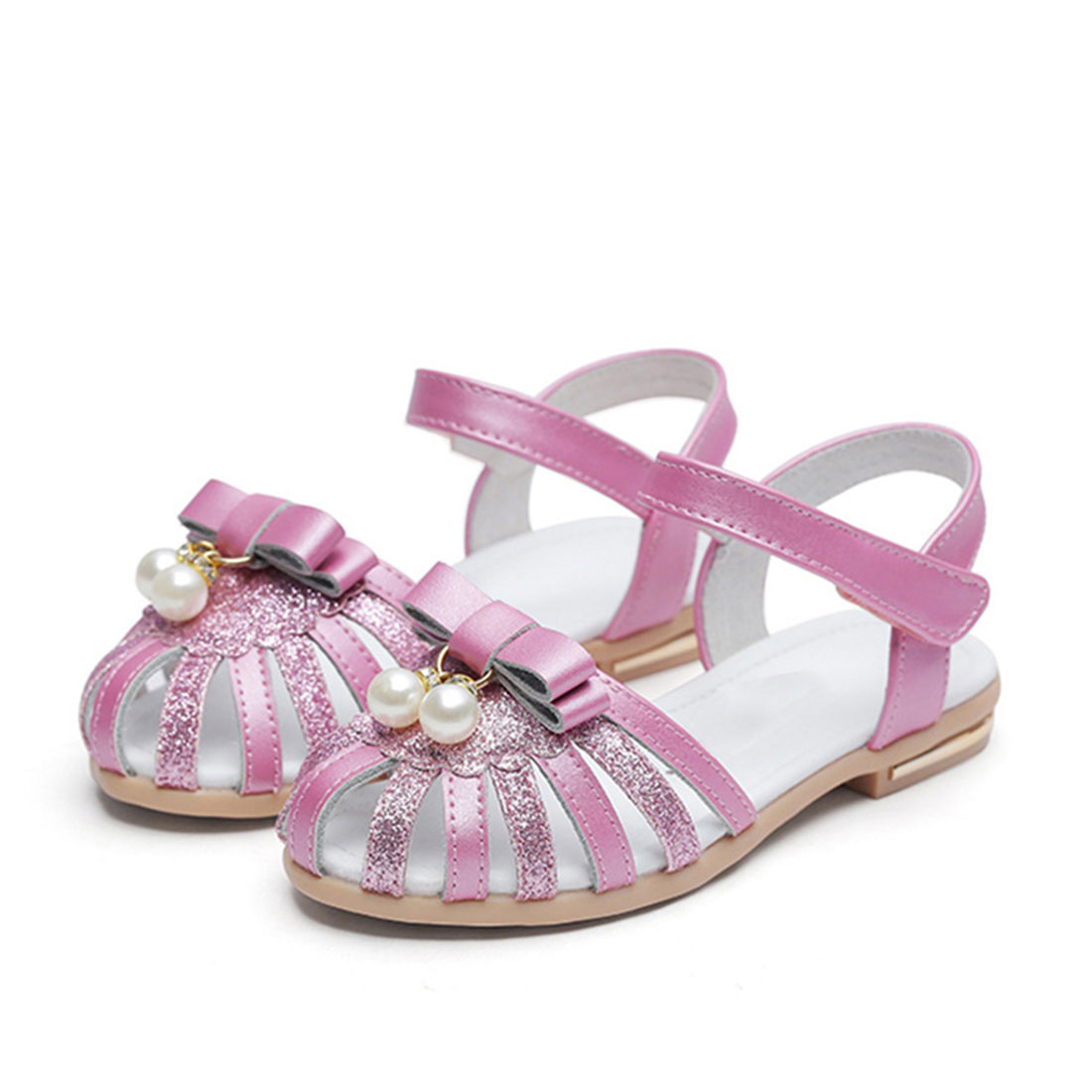 Leather and grittier gold flat dress summer design for kids sandals ...