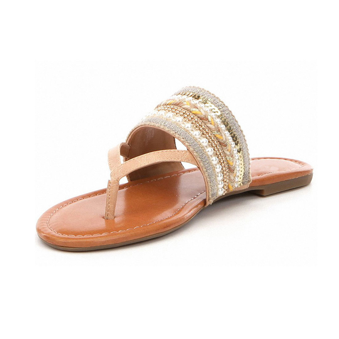 Hot sell comfortable woven upper leather flat slipper lady sandals ...