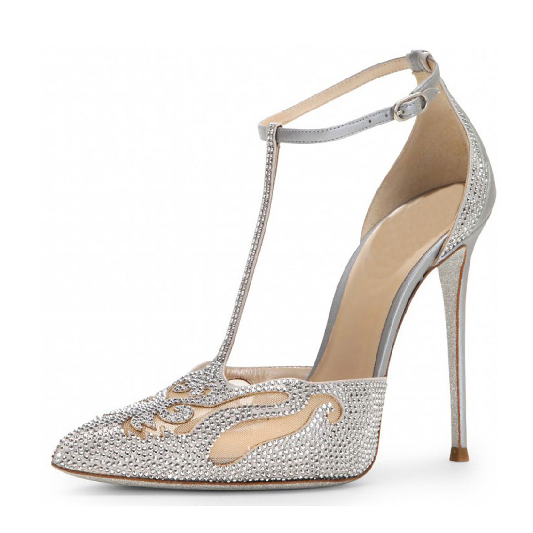 Luxury sliver diamond women high heel bridal shoes wedding dinner shoes YH1187