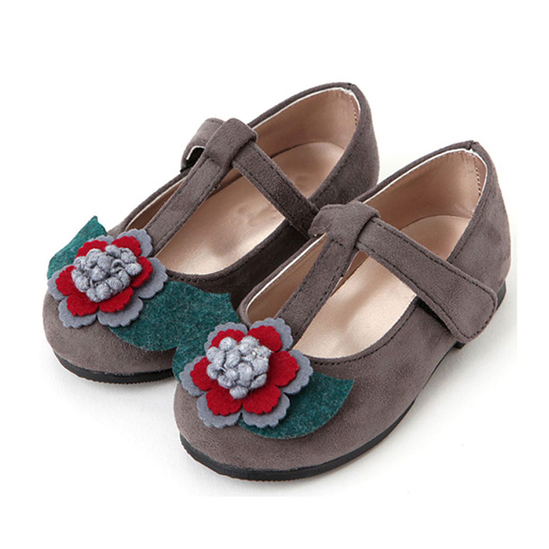 Suede with three dimensional flower casual children girls princess shoesYH1198