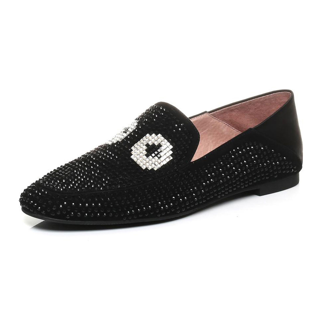 Fashion Sheepskin With Rhinestones Cartoon Women Flat Casual Shoes YH1199