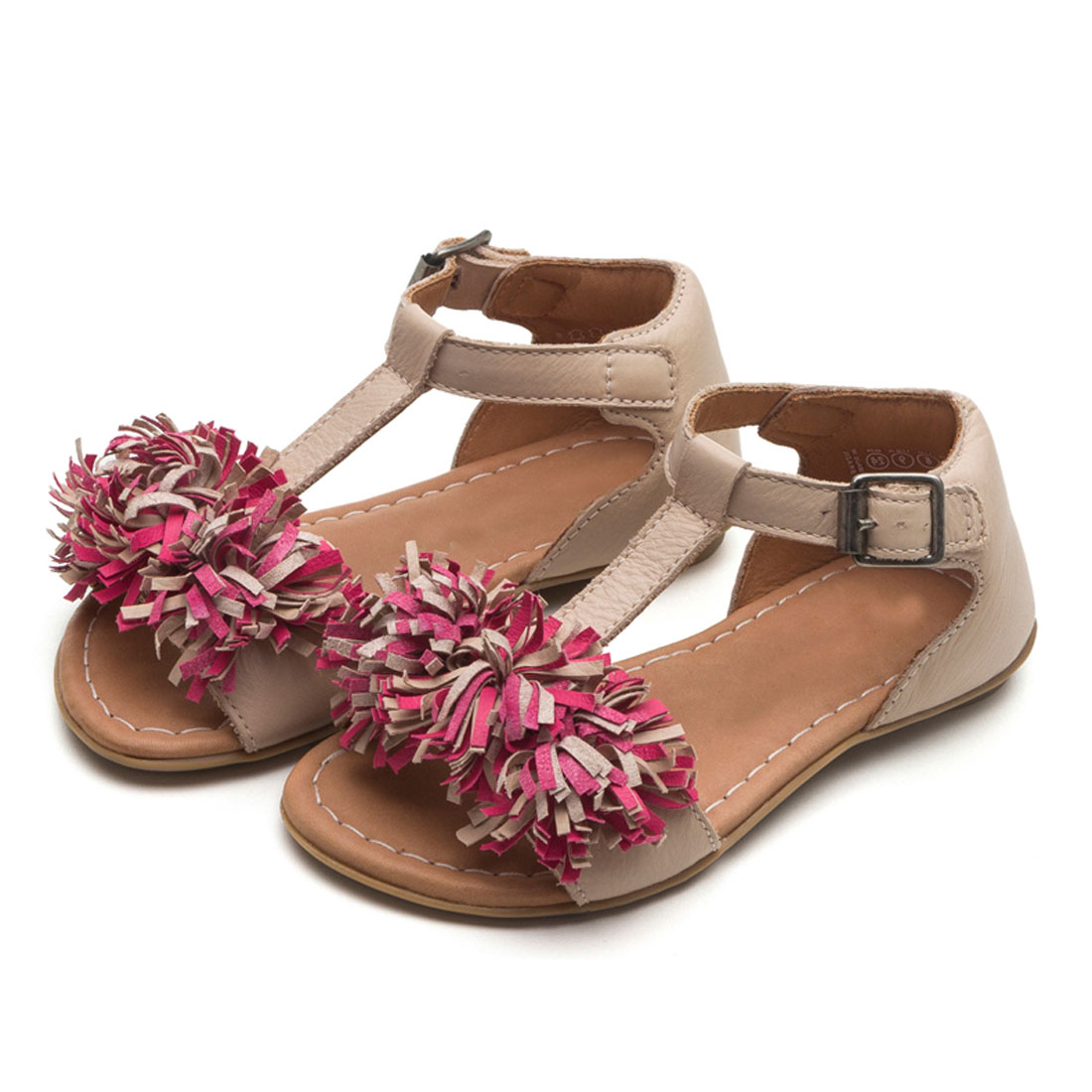 China Wholesale Leather Tassel Flower Kids Baby Girl Summer Sandal Shoes KD0114