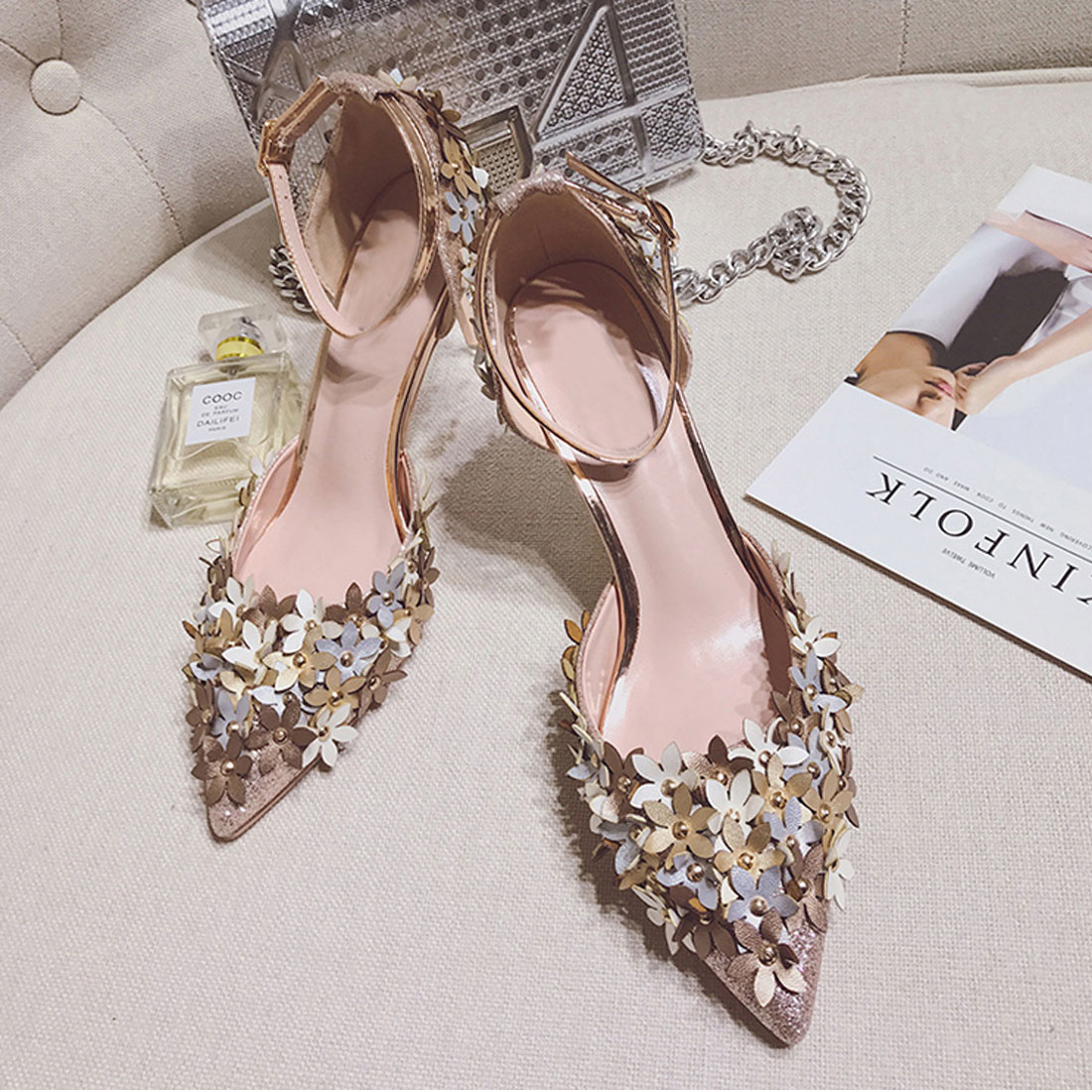 OEM Factory Glitter Leather Evening Dress Thin Heel Ladies Sandal Shoes ...