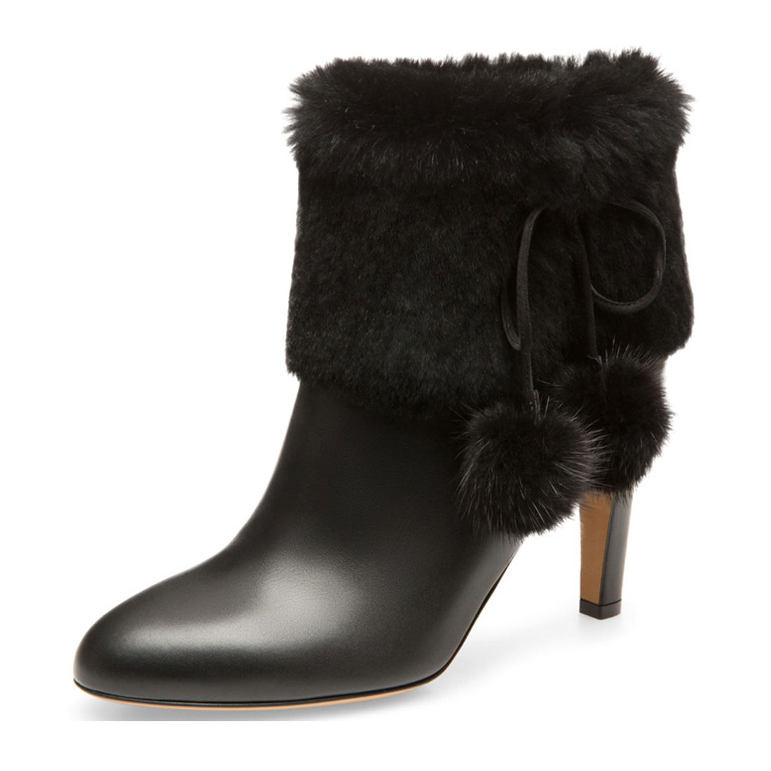 Designer Winter Snow Genuine Leather Wiht Fur Women Heel Short Boot BT1922