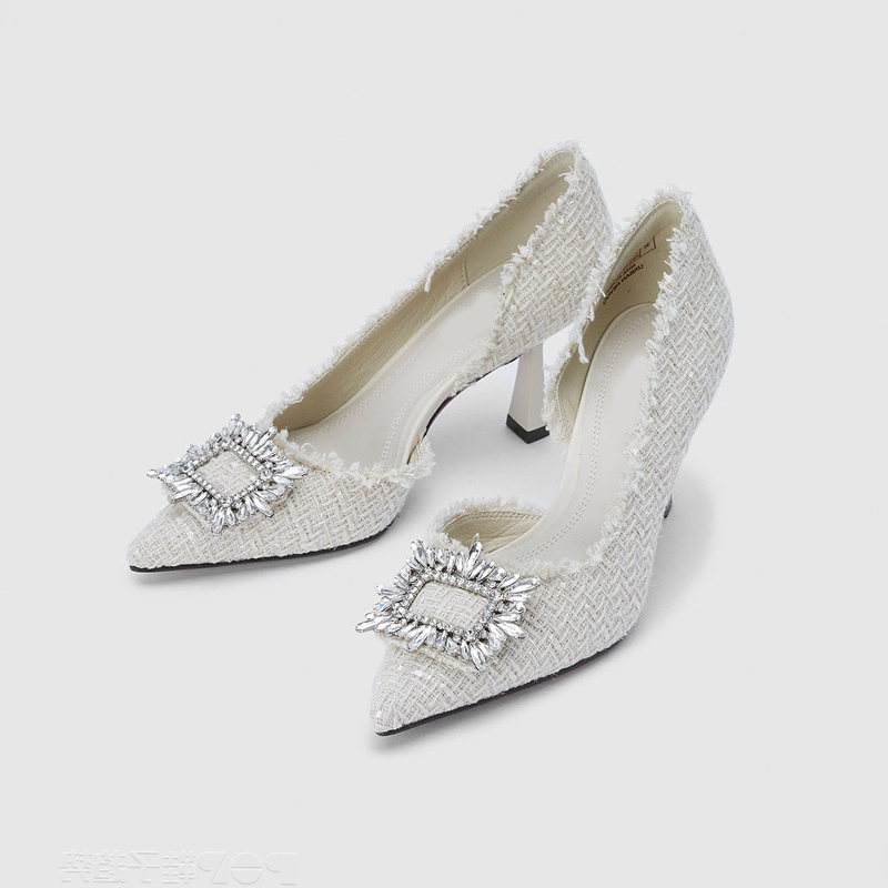  Fabric wholesale customized logo thin heels women wedding bridal shoes