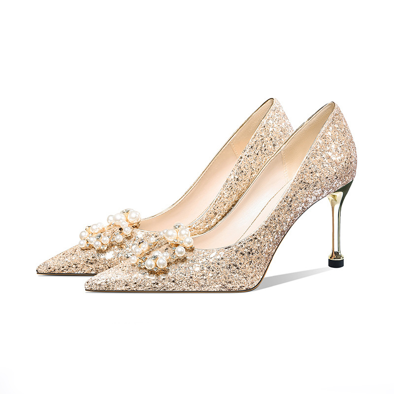 Twinkle style wholesale customized logo thin heels wedding shoes bridal