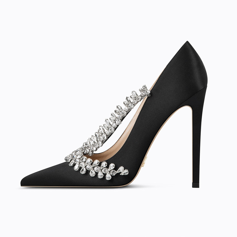 Grace wholesale customized logo thin heels pointesd toe wedding shoes bridal