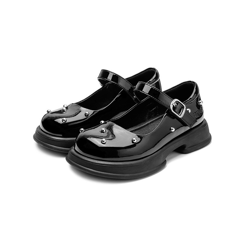 Breathable leather rubber belt design fashion rubber soles princess shoes