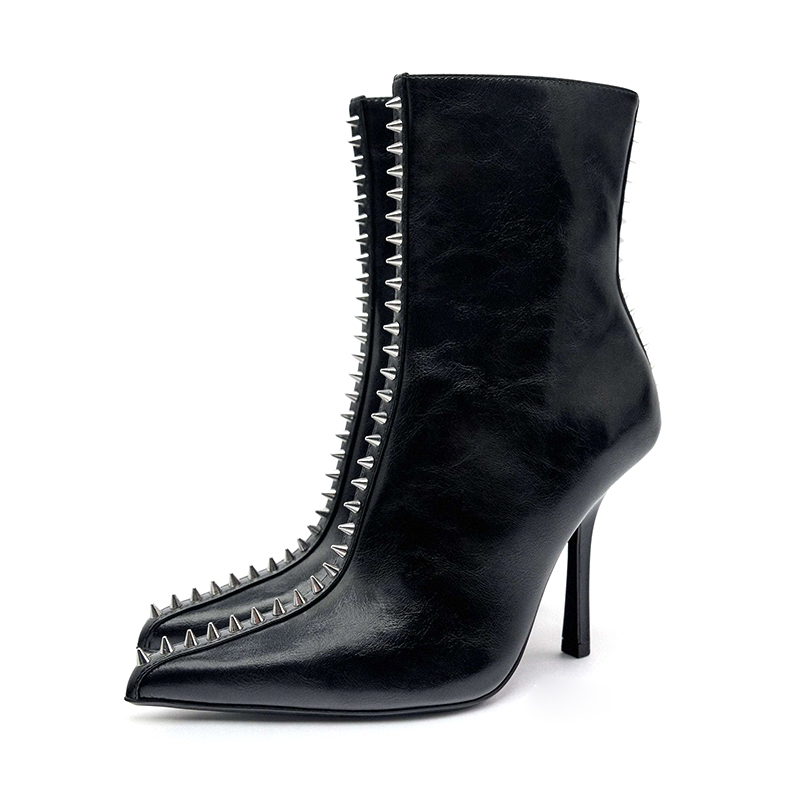 Autumn winter fashion pointed toe leather stiletto high heel boots shoes