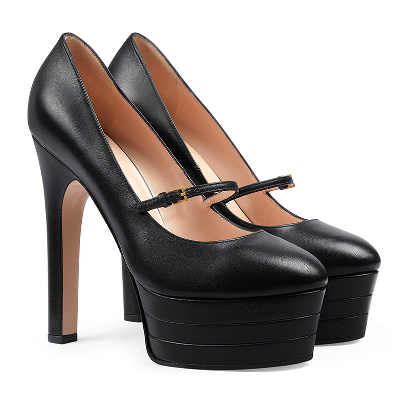 luxury OEM ODM 14cm high heel platform patent leather women pumps shoes